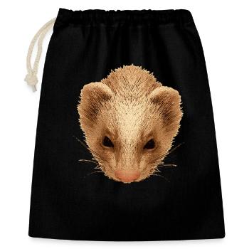 süße tierbaby motive, Marder baby - Geschenkbeutel aus Baumwolle (40 x 50 cm) - Schwarz - Vorne