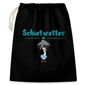 Schietwetter Möwe. Maritime Kleidung - Geschenkbeutel aus Baumwolle (40 x 50 cm) - Schwarz - Vorne