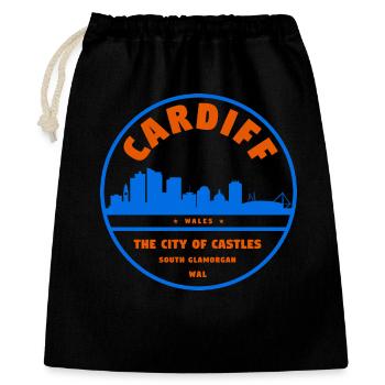 Cardiff Skyline Badge - Geschenkbeutel aus Baumwolle (40 x 50 cm) - Schwarz - Vorne