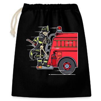Feuerwehrmann Brandschutz Retter Feuerwehrauto - Geschenkbeutel aus Baumwolle (40 x 50 cm) - Schwarz - Vorne
