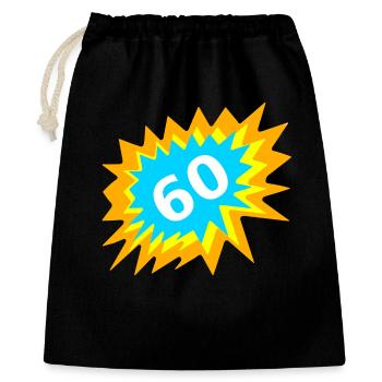 geburtstagsoutfits, 60 bunt - Geschenkbeutel aus Baumwolle (40 x 50 cm) - Schwarz - Vorne