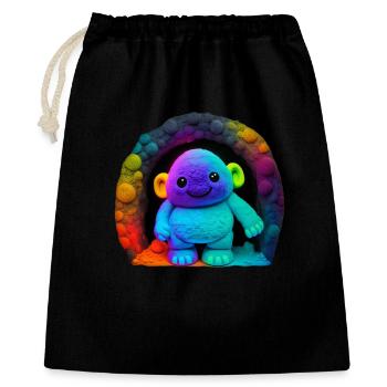 Neon Regenbogenaffe im Tunnel - Geschenkbeutel aus Baumwolle (40 x 50 cm) - Schwarz - Vorne