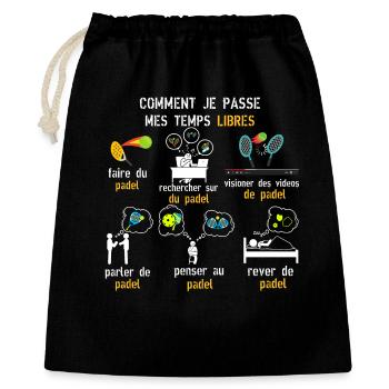 Temps libres padel cadeau padel - Sac cadeau 40 x 50 cm - noir - Devant