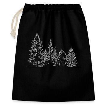 Winterwald Silhouette Druck - Geschenkbeutel aus Baumwolle (40 x 50 cm) - Schwarz - Vorne