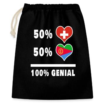 Eritrea und Schweiz 100% Genial Flagge - Geschenkbeutel aus Baumwolle (40 x 50 cm) - Schwarz - Vorne