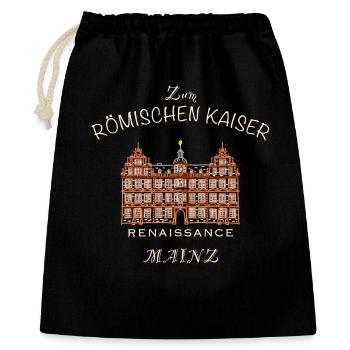 Mainz, Zum Römischen Kaiser, Sehenswürdigkeit - Geschenkbeutel aus Baumwolle (40 x 50 cm) - Schwarz - Vorne