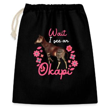 Warte, ich sehe ein Okapi - Geschenkbeutel aus Baumwolle (40 x 50 cm) - Schwarz - Vorne