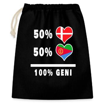 Eritrea und Dänemark 100% geniale Flagge - Geschenkbeutel aus Baumwolle (40 x 50 cm) - Schwarz - Vorne