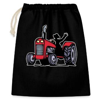 Traktor Landwirt Bauernhof Biobauer Nutzfahrzeug - Geschenkbeutel aus Baumwolle (40 x 50 cm) - Schwarz - Vorne