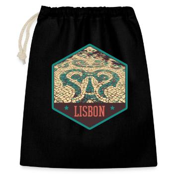 Illustration Chaussée Traditionnelle Portugal - Sac cadeau 40 x 50 cm - noir - Devant