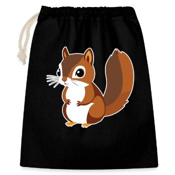 Eichhörnchen - Geschenkbeutel aus Baumwolle (40 x 50 cm) - Schwarz - Vorne