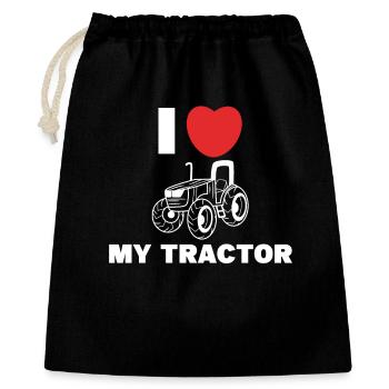 Ich Liebe Traktor Nutzfahrzeug Herz Statement Feld - Geschenkbeutel aus Baumwolle (40 x 50 cm) - Schwarz - Vorne