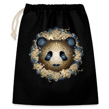 Beautiful panda bear head in gold and blue tones - Gift Bag 40 x 50 cm - black - Front