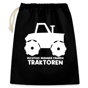 Cooler Spruch Traktor Feld Bauernhof Nutzfahrzeug - Geschenkbeutel aus Baumwolle (40 x 50 cm) - Schwarz - Vorne