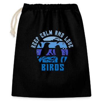 Keep calm and love birds - Gift Bag 40 x 50 cm - black - Front