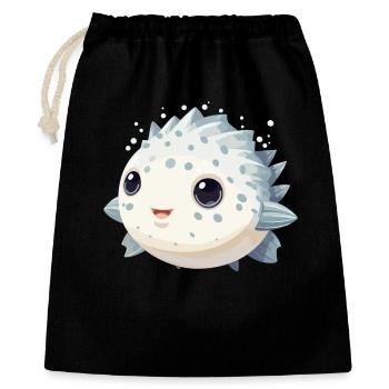 Cute Kawaii Puffer Fish Fugu - Gift Bag 40 x 50 cm - black - Front