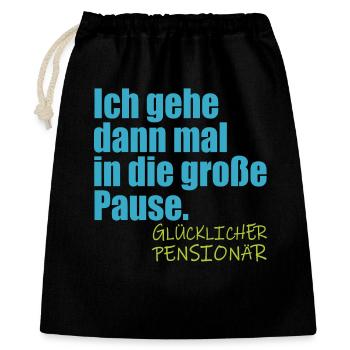 Abschiedsgeschenke Pensionär Lehrer RENTE - Geschenkbeutel aus Baumwolle (40 x 50 cm) - Schwarz - Vorne