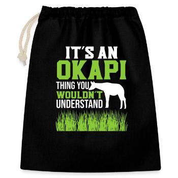 Okapi Zooabenteuer - Geschenkbeutel aus Baumwolle (40 x 50 cm) - Schwarz - Vorne