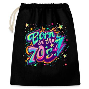 Né dans les années 70 - Sac cadeau 40 x 50 cm - noir - Devant