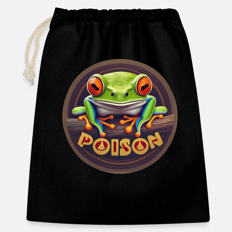 Pfeilgiftfrosch - Geschenkbeutel aus Baumwolle (40 x 50 cm) - Schwarz