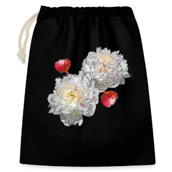 Pfingstrosen, Blumenmotive, gartenliebhaber - Geschenkbeutel aus Baumwolle (40 x 50 cm) - Schwarz - Vorne