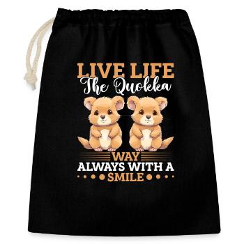 La vie de Quokka - Sac cadeau 40 x 50 cm - noir - Devant