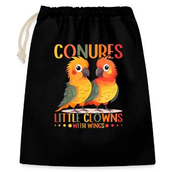 Parakeets little clowns with wings Conure Design - Gift Bag 40 x 50 cm - black - Front