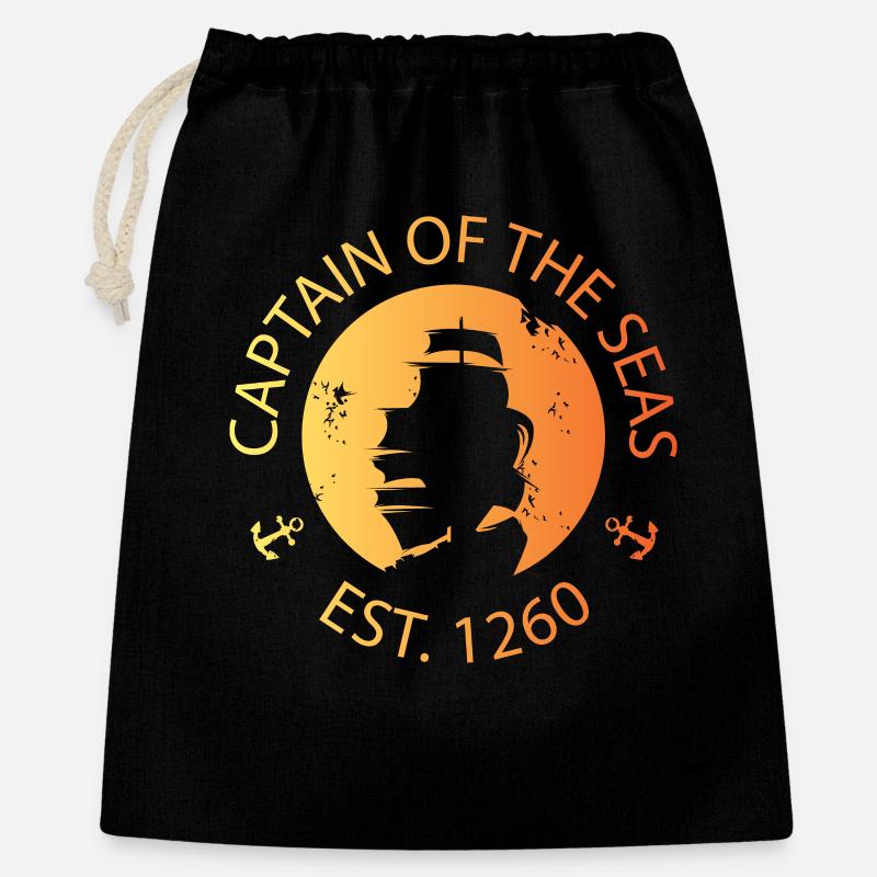 Vieux navire Capitaine Navire à voile à gradient - Sac cadeau 40 x 50 cm - noir