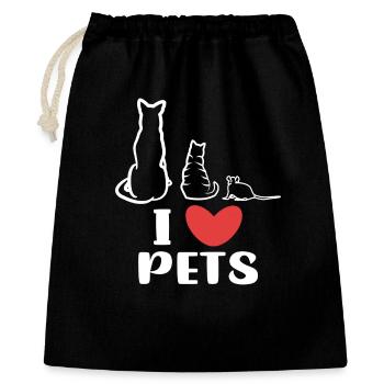 J’aime les animaux de compagnie Chien Cat Rat Déclaration - Sac cadeau 40 x 50 cm - noir - Devant