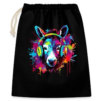 Donkey with Headphones Music Animals - Gift Bag 40 x 50 cm - black - Front
