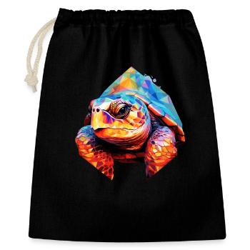 Turtle Polygon Turtles Tortoises - Gift Bag 40 x 50 cm - black - Front