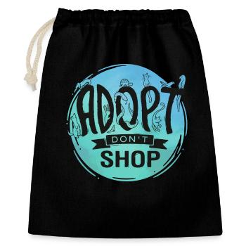 Adopt Don't Shop - Geschenkbeutel aus Baumwolle (40 x 50 cm) - Schwarz - Vorne