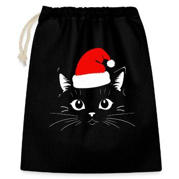 Chat Noël - Sac cadeau 40 x 50 cm - noir - Devant