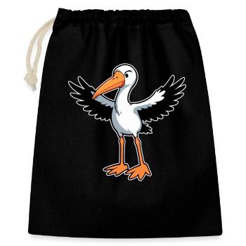 Storch Vogel - Geschenkbeutel aus Baumwolle (40 x 50 cm) - Schwarz - Vorne