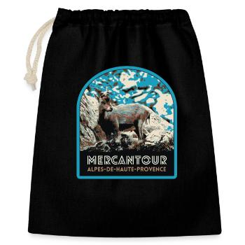Mercantour-Gamsabzeichen: Alpine Fauna - Geschenkbeutel aus Baumwolle (40 x 50 cm) - Schwarz - Vorne