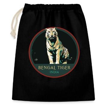 Bengalischer Tiger Porträt Aufnäher: Indische Fauna - Geschenkbeutel aus Baumwolle (40 x 50 cm) - Schwarz - Vorne