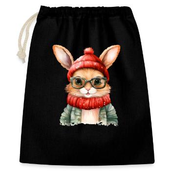Look hiver câlin lapin avec des lunettes - Sac cadeau 40 x 50 cm - noir - Devant