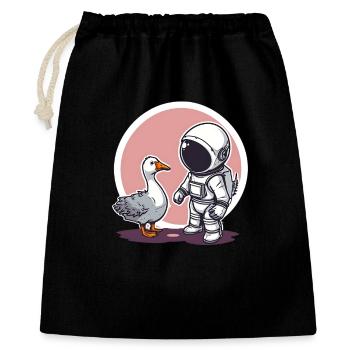 Mignon astronaute et oie dessin animé Design | Espace - Sac cadeau 40 x 50 cm - noir - Devant