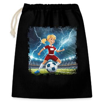 Stade de personnage de dessin animé de footballeuse avec des éclairs - Sac cadeau 40 x 50 cm - noir - Devant