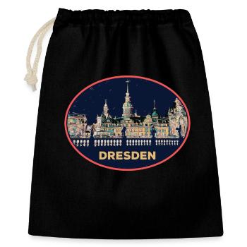 Dresden at Night: Mesmerizing Illustration - Gift Bag 40 x 50 cm - black - Front