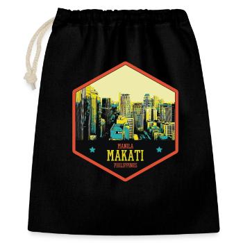 Leuchtende Skyline: Makati, Manila, Philippinen - Geschenkbeutel aus Baumwolle (40 x 50 cm) - Schwarz - Vorne