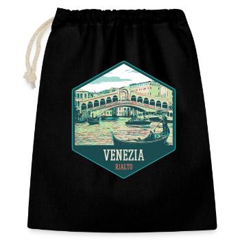Illustration of the Rialto Bridge, Venice - Gift Bag 40 x 50 cm - black - Front
