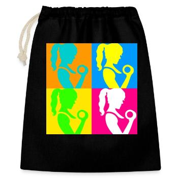 Popart Sportliche Damen - Geschenkbeutel aus Baumwolle (40 x 50 cm) - Schwarz - Vorne
