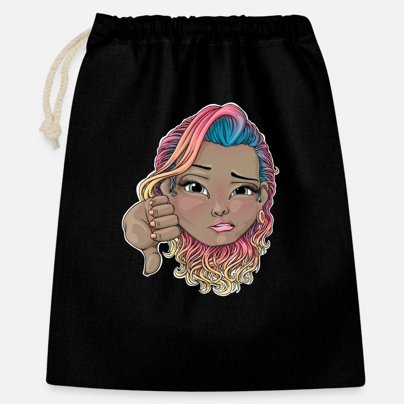 Cheveux multicolores avec geste de désapprobation - Sac cadeau 40 x 50 cm - noir