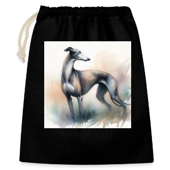 Aquarell Greyhound - Geschenkbeutel aus Baumwolle (40 x 50 cm) - Schwarz - Vorne