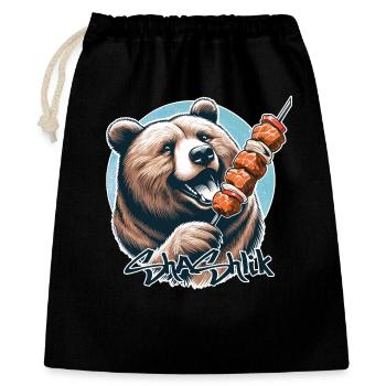 Shashlik Meat Skewer Bear Gift - Gift Bag 40 x 50 cm - black - Front