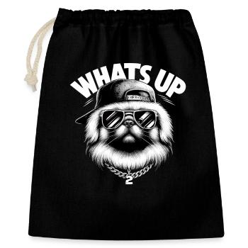 Pekingese Was geht ab Löwenhund Hund Geschenk - Geschenkbeutel aus Baumwolle (40 x 50 cm) - Schwarz - Vorne