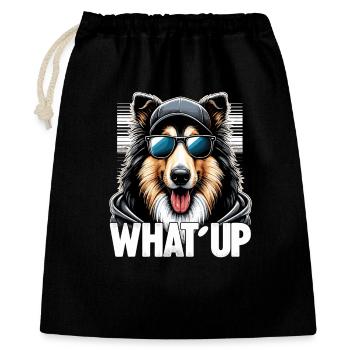 Collie What's Up Gangsta Gangster Dog Gift - Gift Bag 40 x 50 cm - black - Front