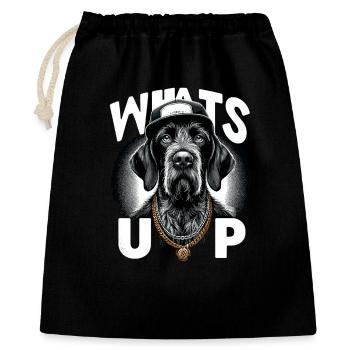 German Wirehaired Gangster What's up dog - Gift Bag 40 x 50 cm - black - Front