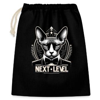 Sphynx Katze schick Anzug Smoking Level Geschenk - Geschenkbeutel aus Baumwolle (40 x 50 cm) - Schwarz - Vorne